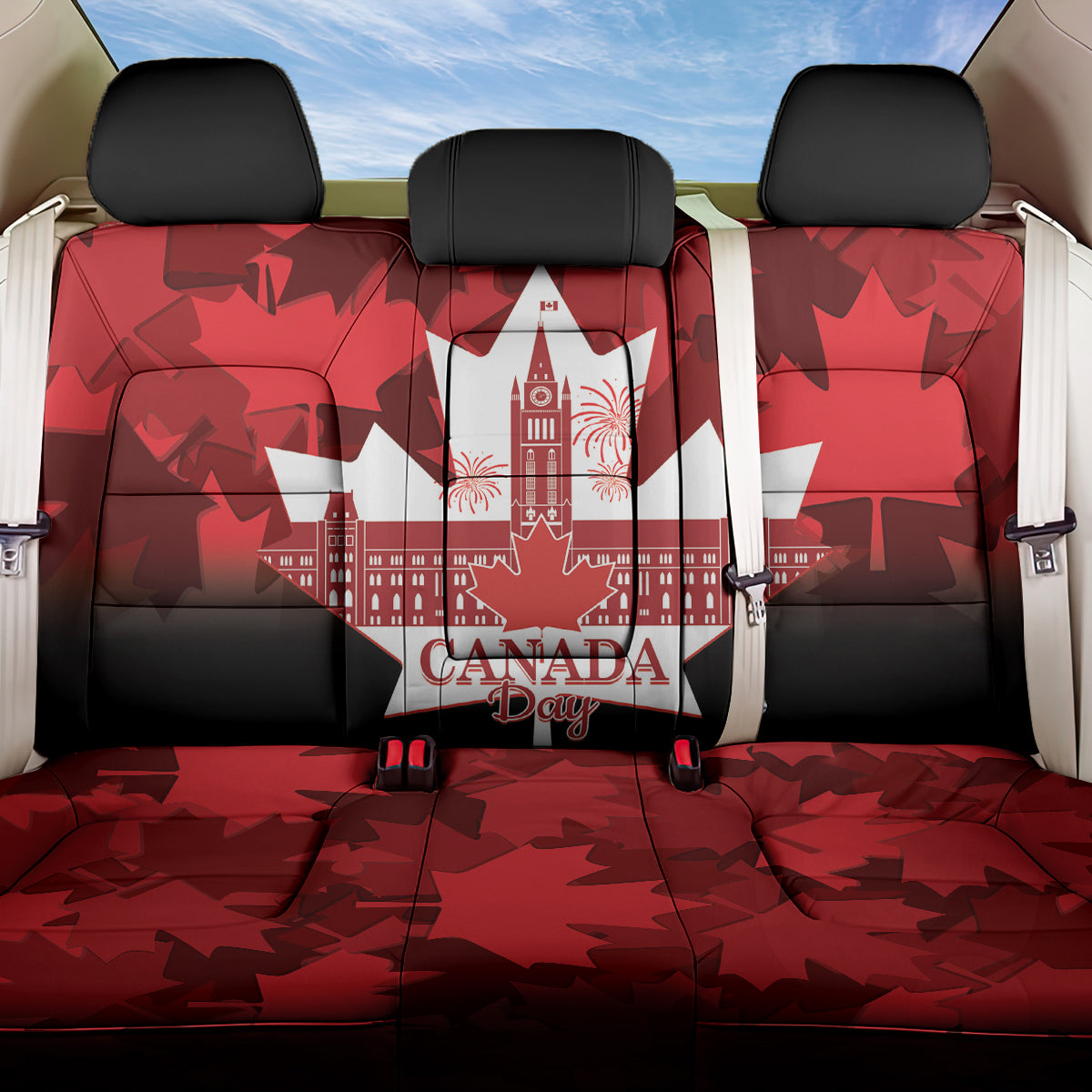 Canada Day Back Car Seat Cover 2024 Canadian Maple Leaf Pattern - Wonder Print Shop