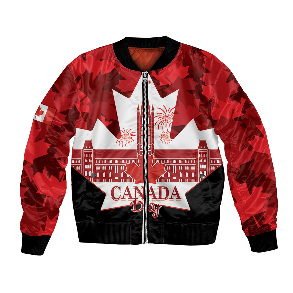 Canada Day Bomber Jacket 2024 Canadian Maple Leaf Pattern - Wonder Print Shop