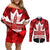 Canada Day Couples Matching Off Shoulder Short Dress and Long Sleeve Button Shirt 2024 Canadian Maple Leaf Pattern - Wonder Print Shop