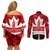 Canada Day Couples Matching Off Shoulder Short Dress and Long Sleeve Button Shirt 2024 Canadian Maple Leaf Pattern - Wonder Print Shop