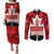 Canada Day Couples Matching Puletasi and Long Sleeve Button Shirt 2024 Canadian Maple Leaf Pattern - Wonder Print Shop