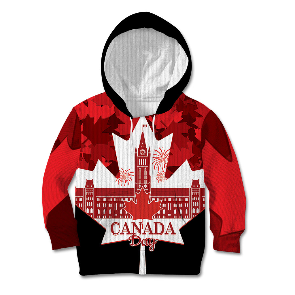 Canada Day Kid Hoodie 2024 Canadian Maple Leaf Pattern - Wonder Print Shop