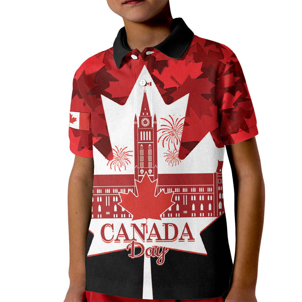 Canada Day Kid Polo Shirt 2024 Canadian Maple Leaf Pattern - Wonder Print Shop