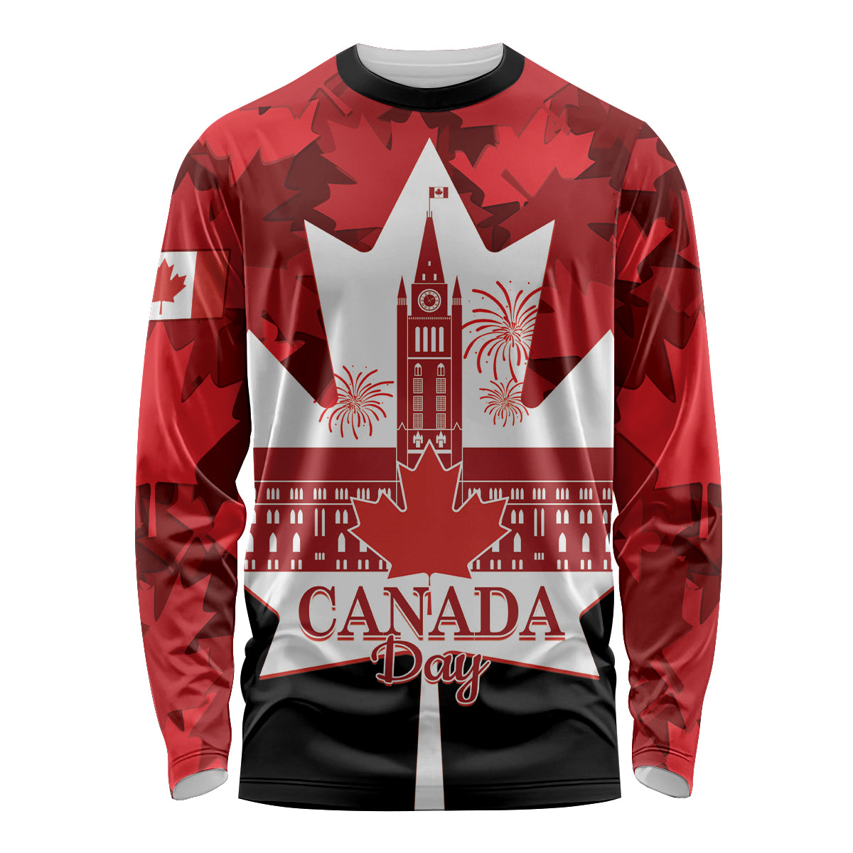 Canada Day Long Sleeve Shirt 2024 Canadian Maple Leaf Pattern - Wonder Print Shop