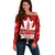 Canada Day Off Shoulder Sweater 2024 Canadian Maple Leaf Pattern - Wonder Print Shop