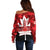 Canada Day Off Shoulder Sweater 2024 Canadian Maple Leaf Pattern - Wonder Print Shop