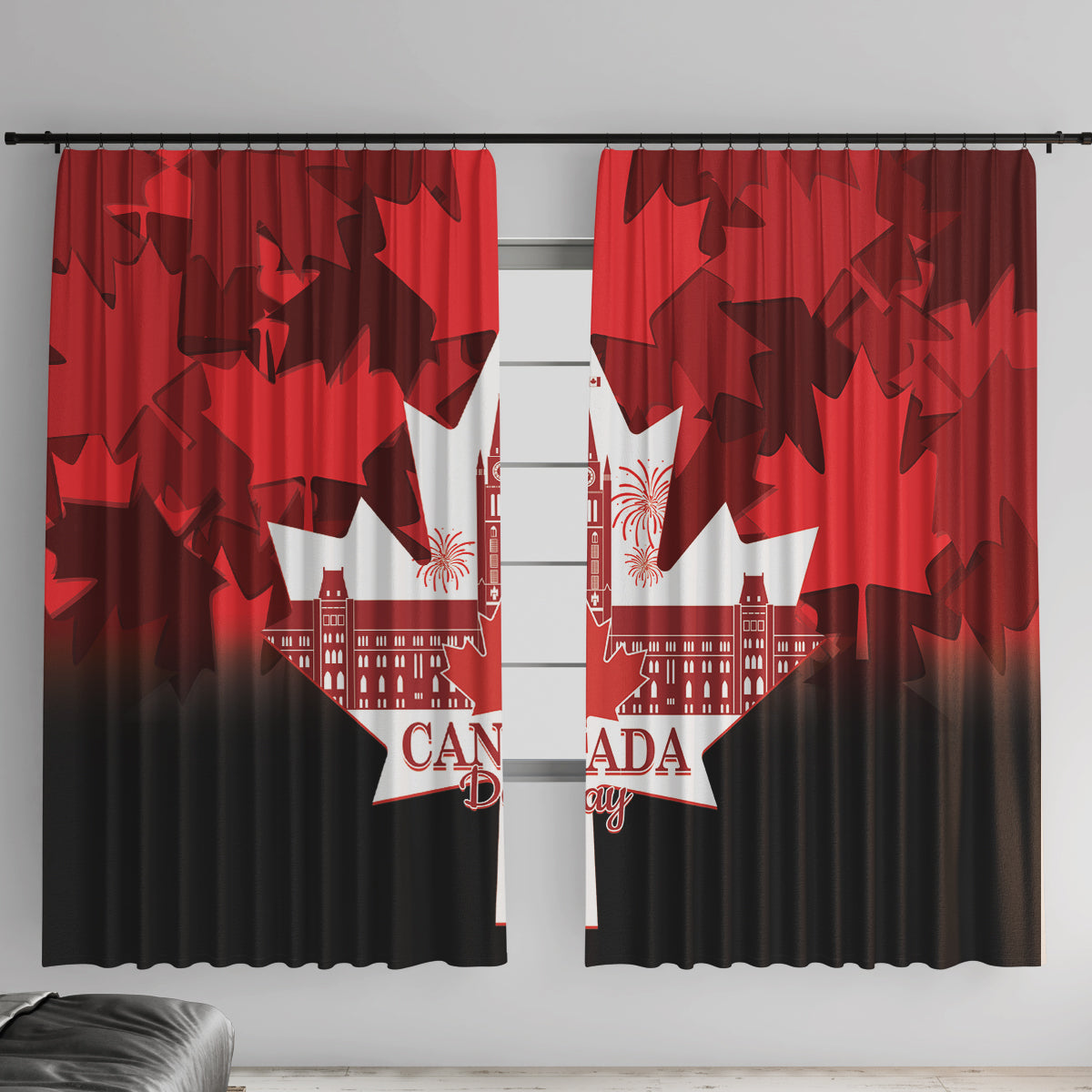 Canada Day Window Curtain 2024 Canadian Maple Leaf Pattern