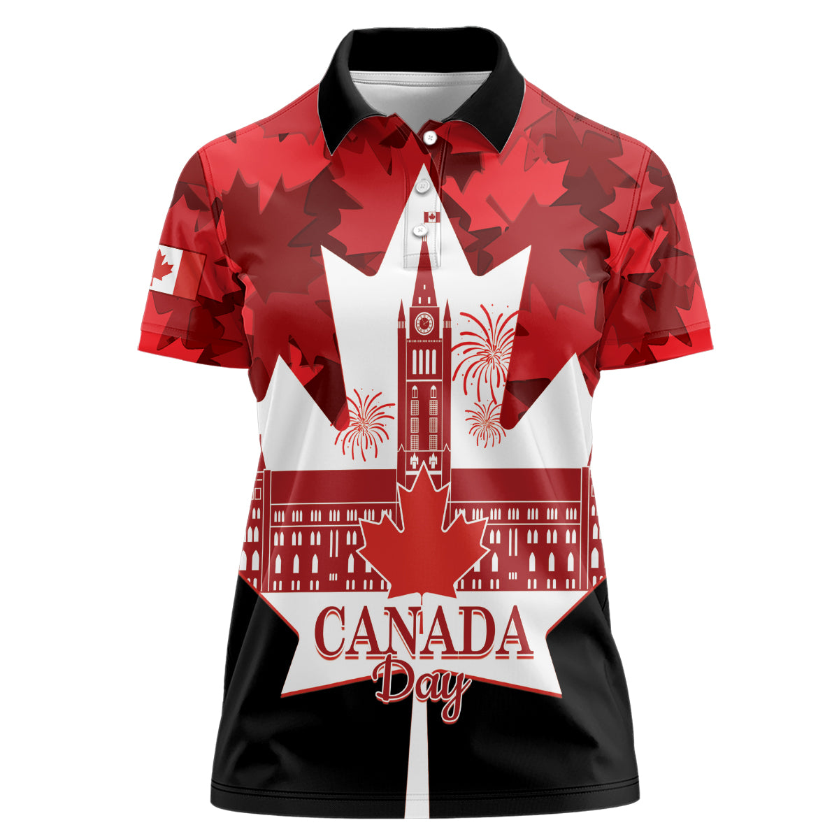 Canada Day Women Polo Shirt 2024 Canadian Maple Leaf Pattern