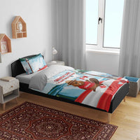 Canada Day Bedding Set Cute Beaver With Flag