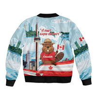 Canada Day Bomber Jacket Cute Beaver With Flag