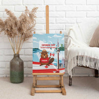 Canada Day Canvas Wall Art Cute Beaver With Flag