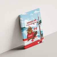Canada Day Canvas Wall Art Cute Beaver With Flag