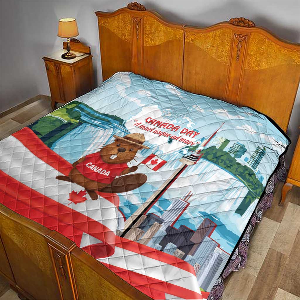 Canada Day Quilt Cute Beaver With Flag