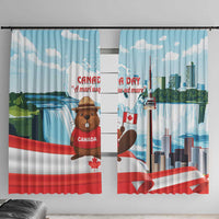 Canada Day Window Curtain Cute Beaver With Flag