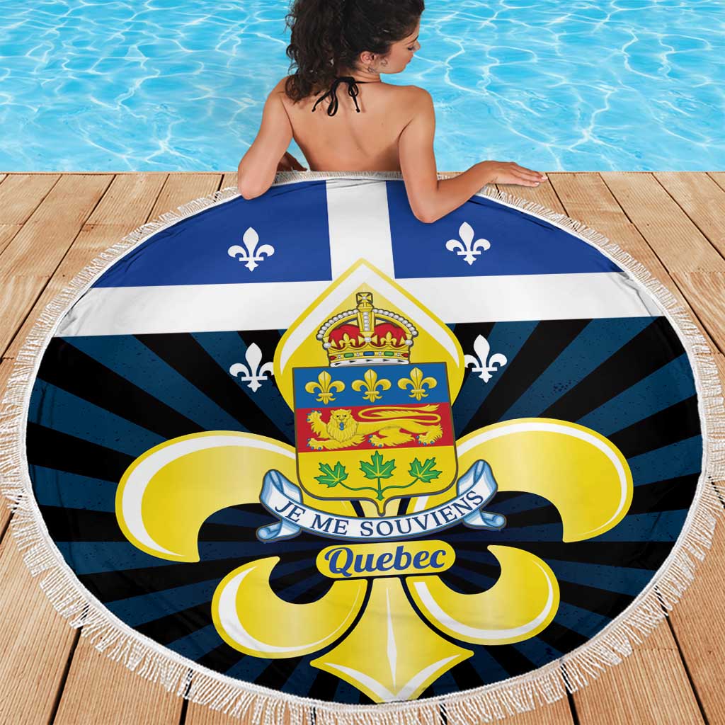 Quebec Canada Province Beach Blanket Fleur De Lis Coat Of Arms