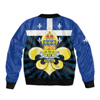 Quebec Canada Province Bomber Jacket Fleur De Lis Coat Of Arms