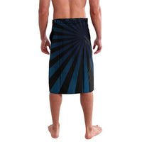 Quebec lavalava beach wrap skirt, blue and black radial sunburst pattern