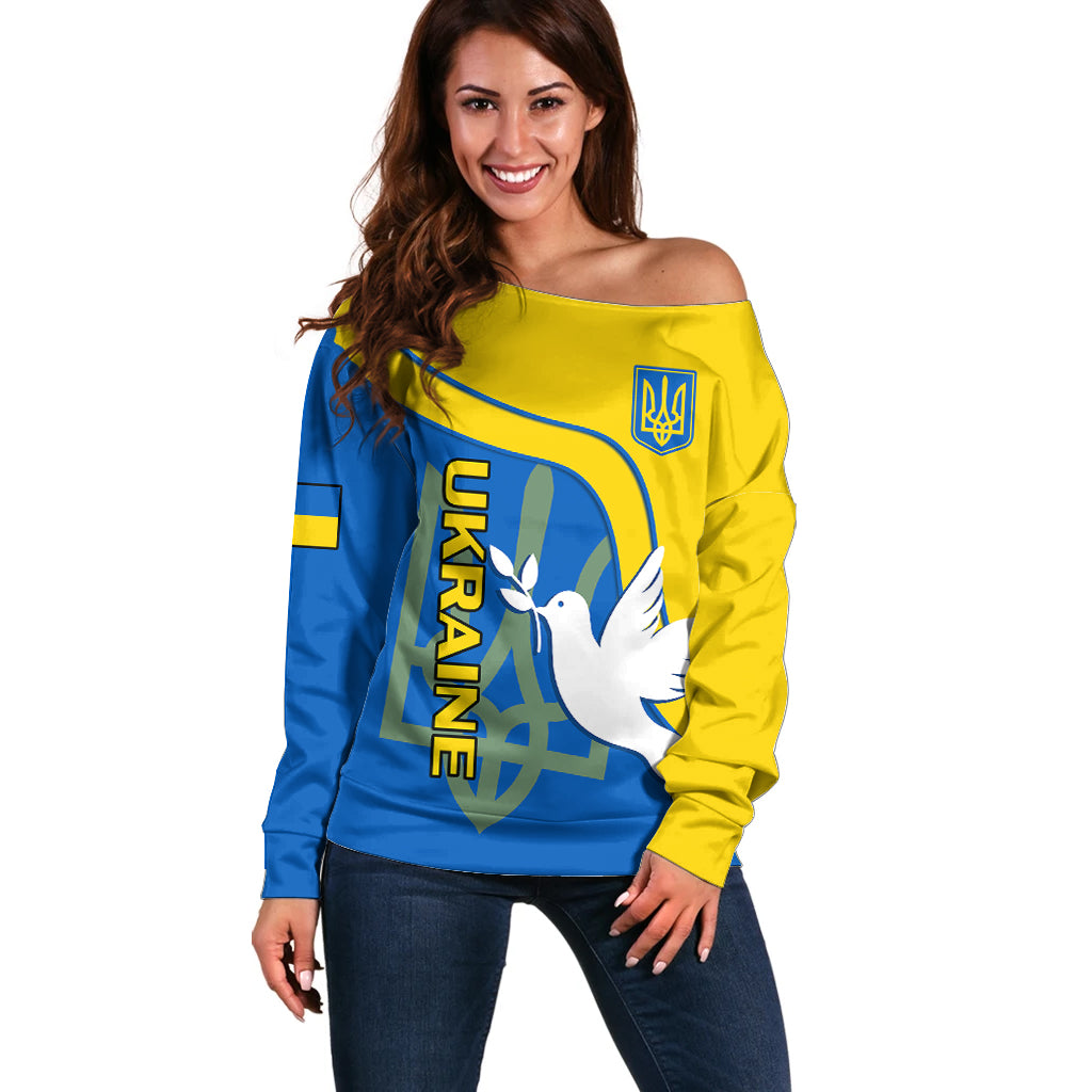 Ukraine Off Shoulder Sweater Slava Ukraini Sporty Version - Wonder Print Shop