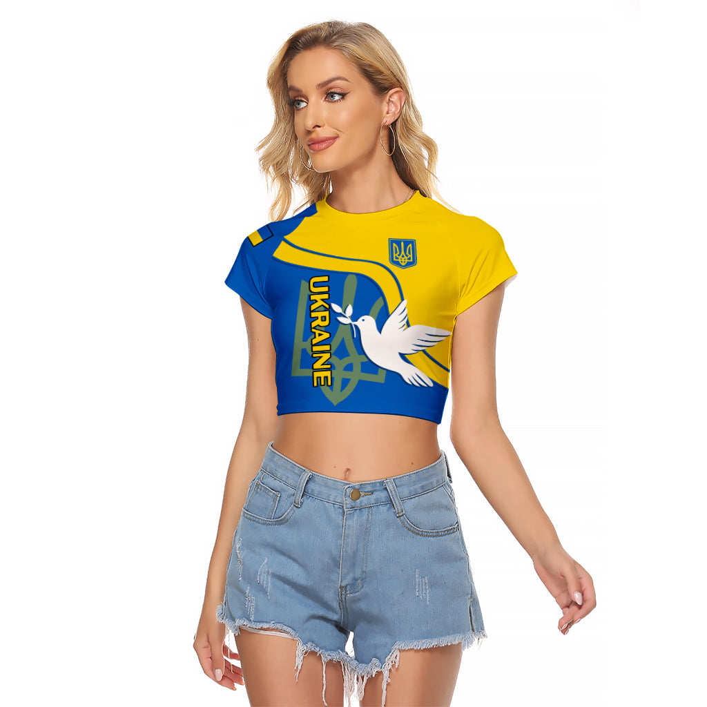 Ukraine Raglan Cropped T Shirt Slava Ukraini Sporty Version - Wonder Print Shop