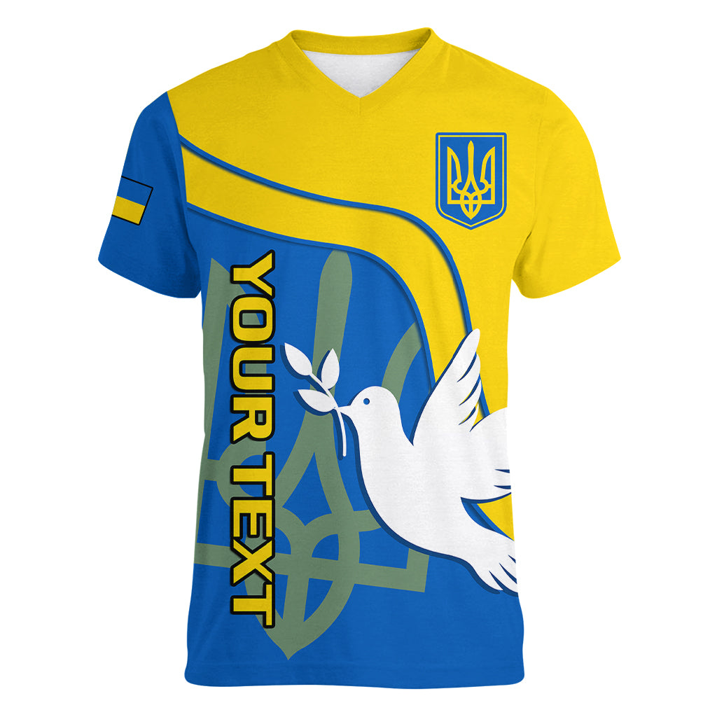 personalised-ukraine-women-v-neck-t-shirt-slava-ukraini-sporty-version