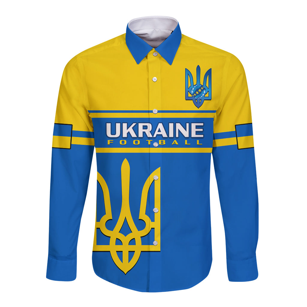 Personalised Ukraine Football Long Sleeve Button Shirt Come On Ukraina - Wonder Print Shop