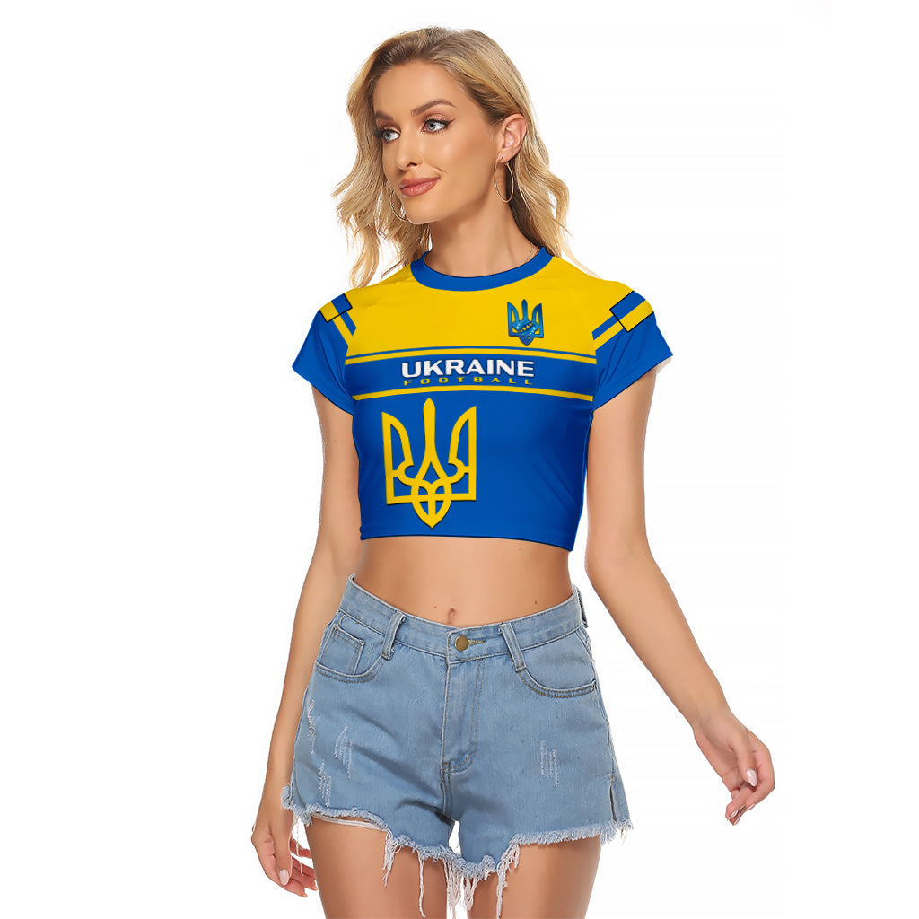 Personalised Ukraine Football Raglan Cropped T Shirt Come On Ukraina - Wonder Print Shop