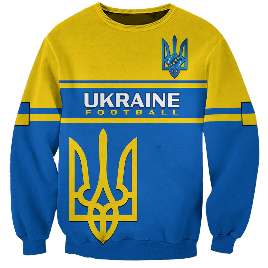 Personalized Ukraine football sweatshirt in yellow and blue, front crest and Ukraine Football print