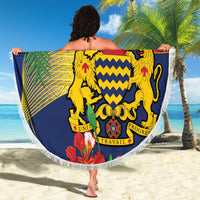 Chad independence day round beach blanket with coat of arms and fringe