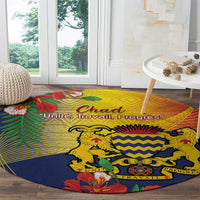 Chad independence day round carpet with flag colors and national emblem