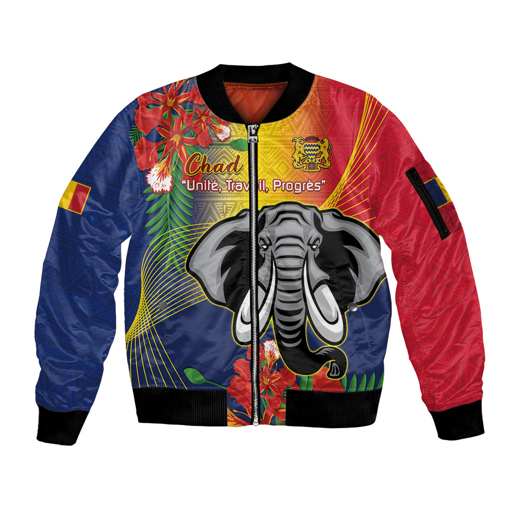 Chad Independence Day Sleeve Zip Bomber Jacket Happy 64 Years Of Independence