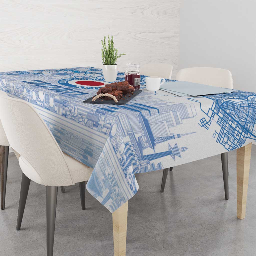 Custom Japan Football Tablecloth Go Samurai Blue Sakura Tokyo Style