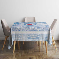 Custom Japan Football Tablecloth Go Samurai Blue Sakura Tokyo Style
