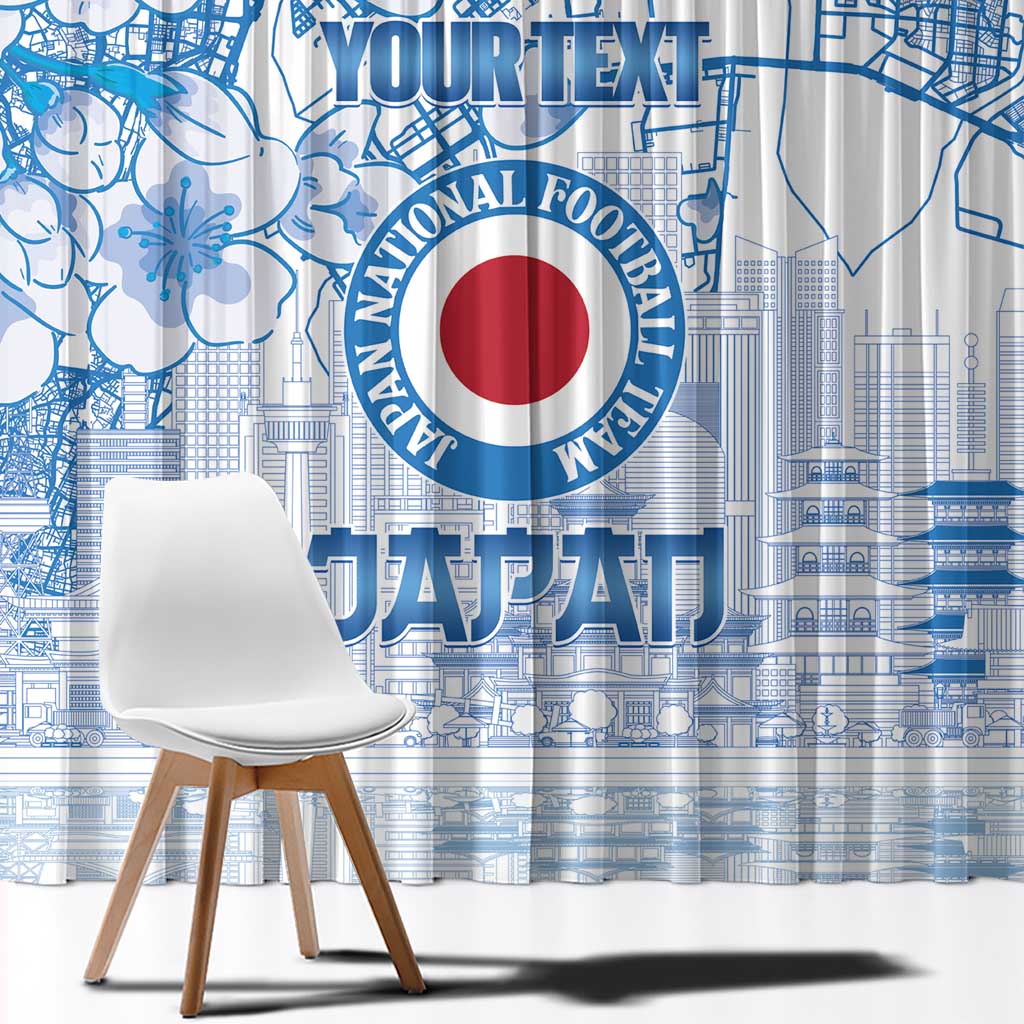 Custom Japan Football Window Curtain Go Samurai Blue Sakura Tokyo Style