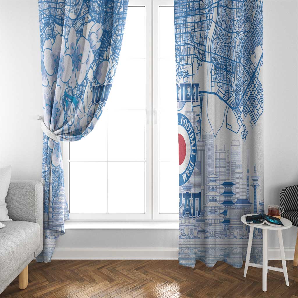 Custom Japan Football Window Curtain Go Samurai Blue Sakura Tokyo Style