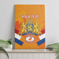 Orange canvas wall art with Netherlands rugby crest and placeholder "YOUR TEXT".