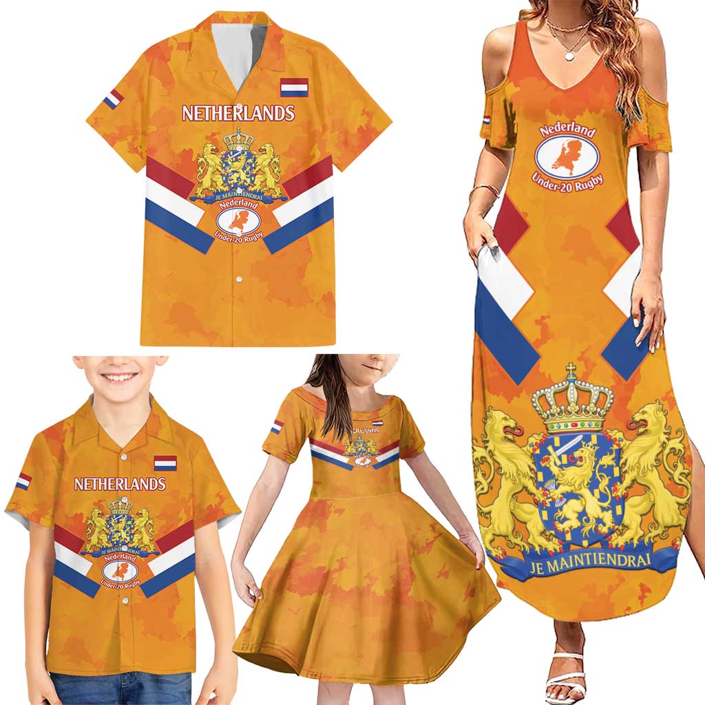 Custom Netherlands Rugby Family Matching Summer Maxi Dress and Hawaiian Shirt 2024 Go Champions Nederland - Wonder Print Shop