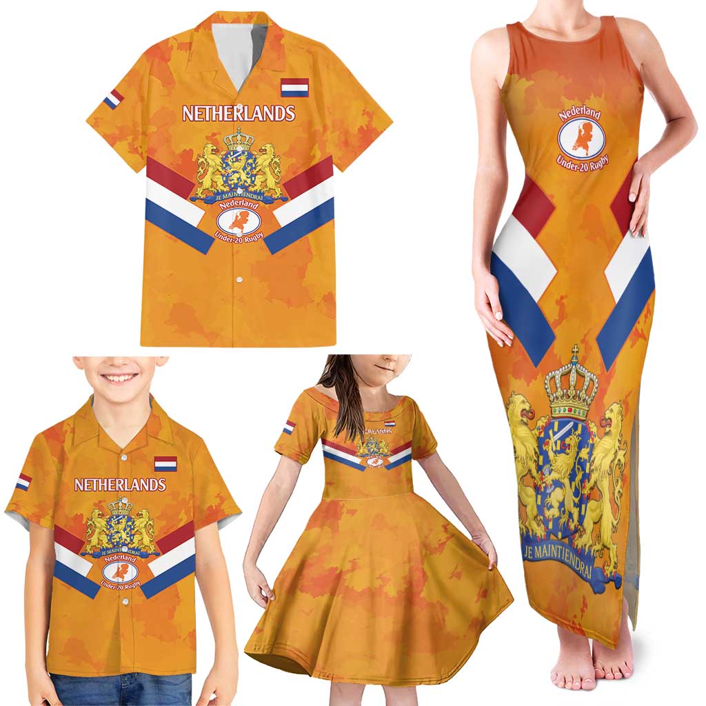 Custom Netherlands Rugby Family Matching Tank Maxi Dress and Hawaiian Shirt 2024 Go Champions Nederland - Wonder Print Shop