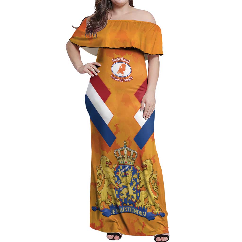 Custom Netherlands Rugby Off Shoulder Maxi Dress 2024 Go Champions Nederland - Wonder Print Shop