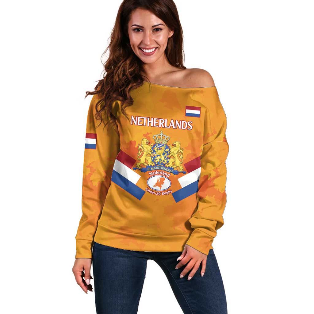 Custom Netherlands Rugby Off Shoulder Sweater 2024 Go Champions Nederland - Wonder Print Shop