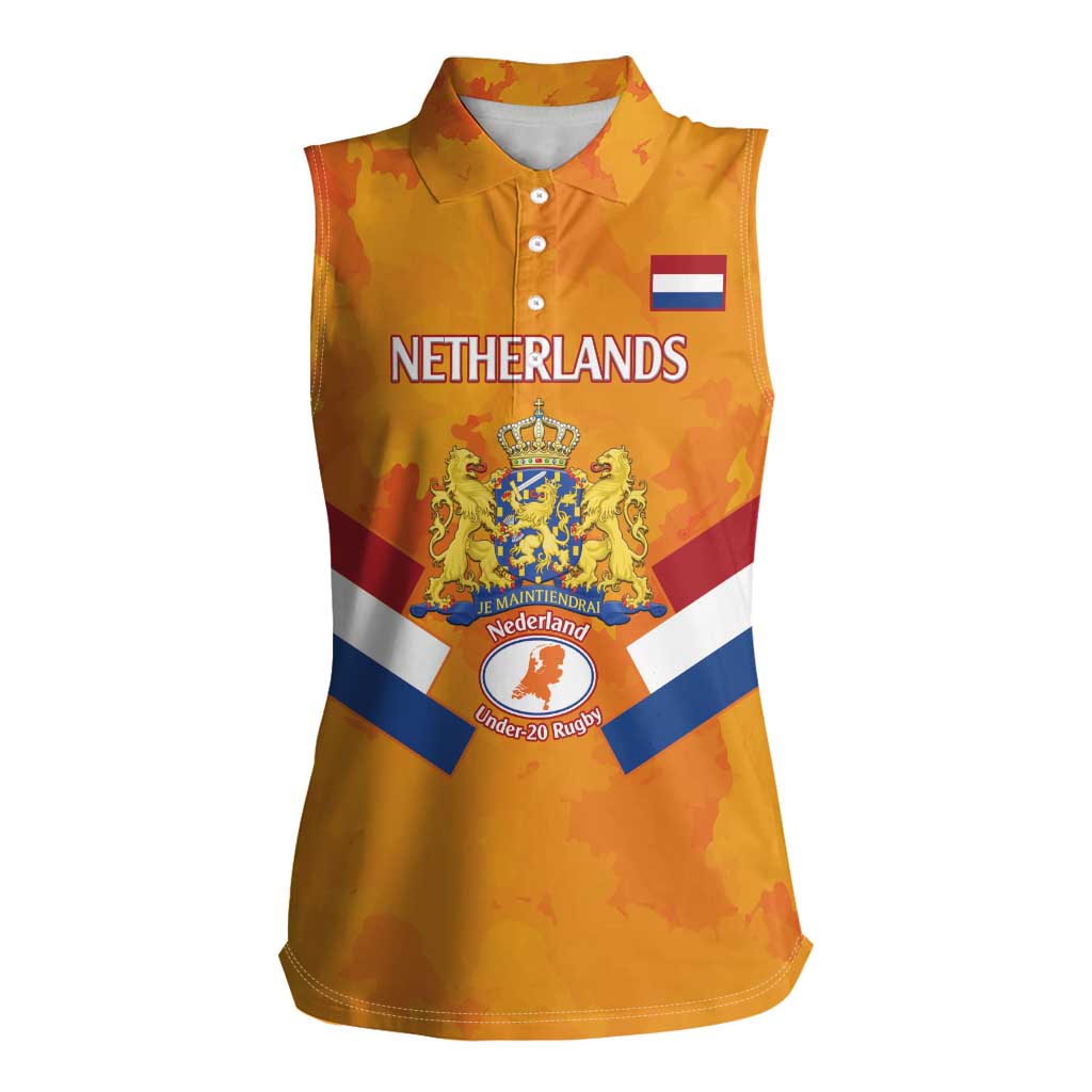 Custom Netherlands Rugby Women Sleeveless Polo Shirt 2024 Go Champions Nederland