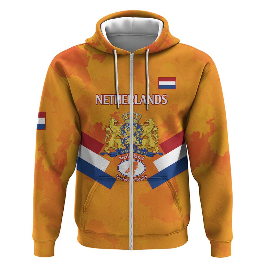 Custom Netherlands Rugby Zip Hoodie 2024 Go Champions Nederland