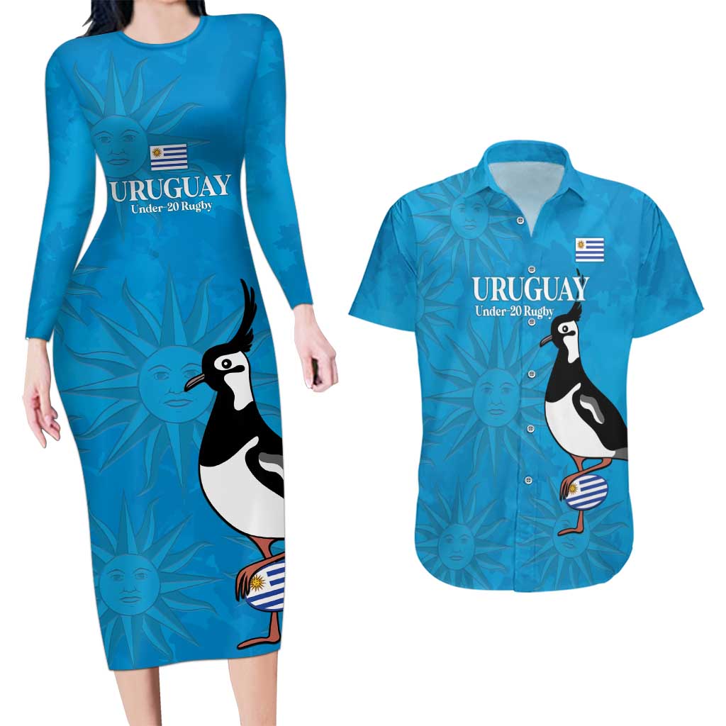 Custom Uruguay Rugby Couples Matching Long Sleeve Bodycon Dress and Hawaiian Shirt 2024 Go Champions Southern Lapwing - Wonder Print Shop