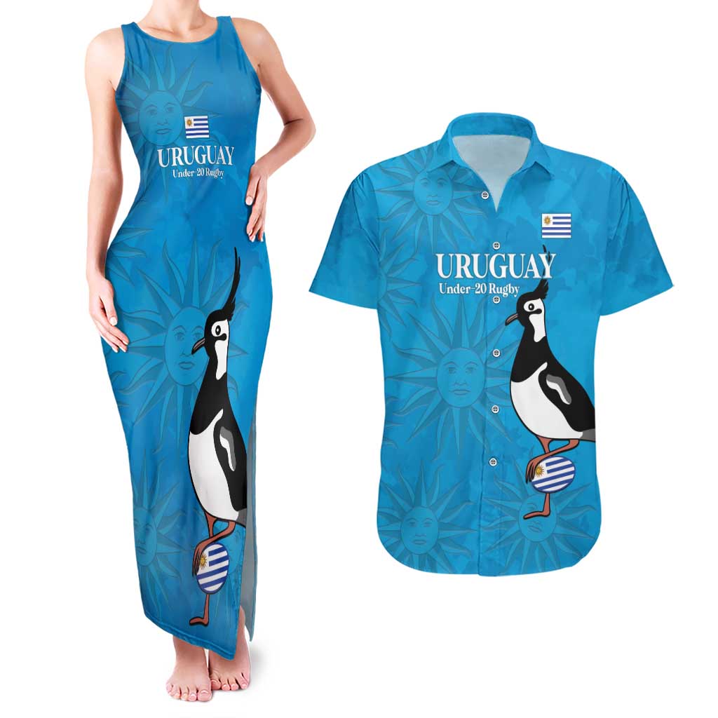 Custom Uruguay Rugby Couples Matching Tank Maxi Dress and Hawaiian Shirt 2024 Go Champions Southern Lapwing - Wonder Print Shop