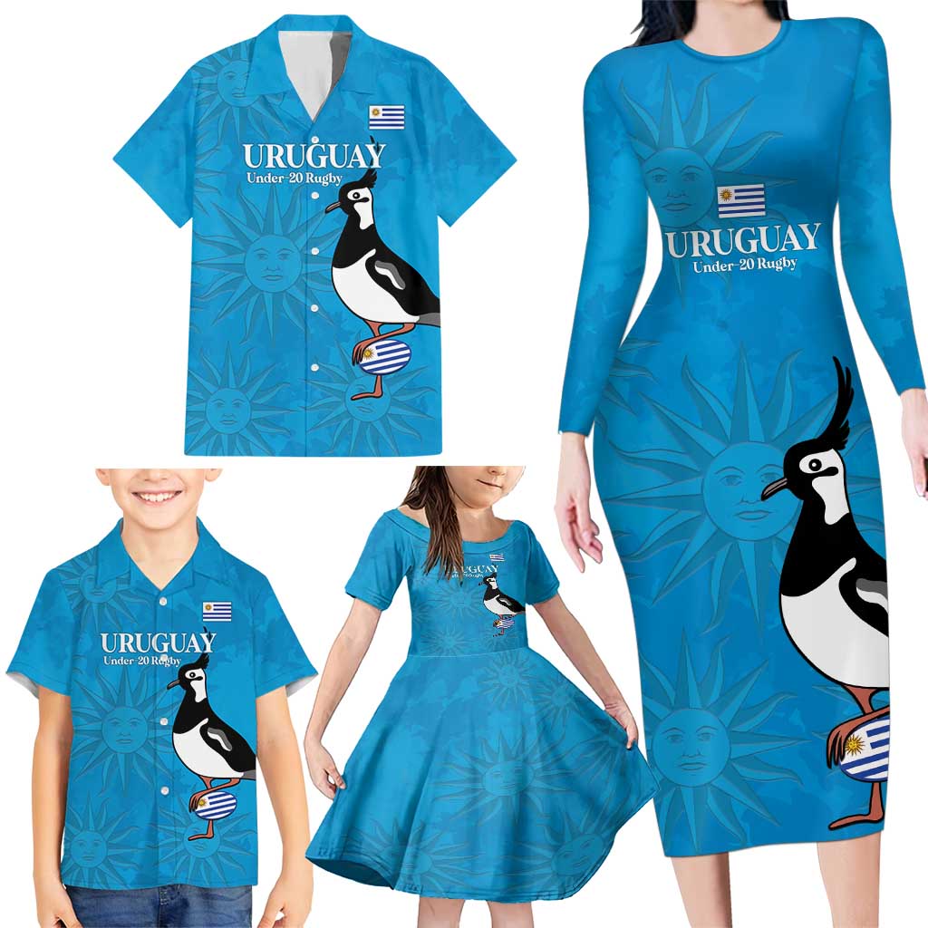 Custom Uruguay Rugby Family Matching Long Sleeve Bodycon Dress and Hawaiian Shirt 2024 Go Champions Southern Lapwing - Wonder Print Shop