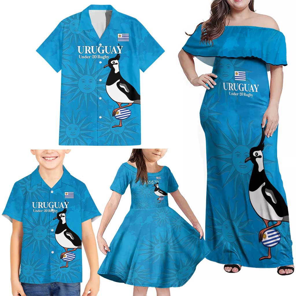 Custom Uruguay Rugby Family Matching Off Shoulder Maxi Dress and Hawaiian Shirt 2024 Go Champions Southern Lapwing - Wonder Print Shop