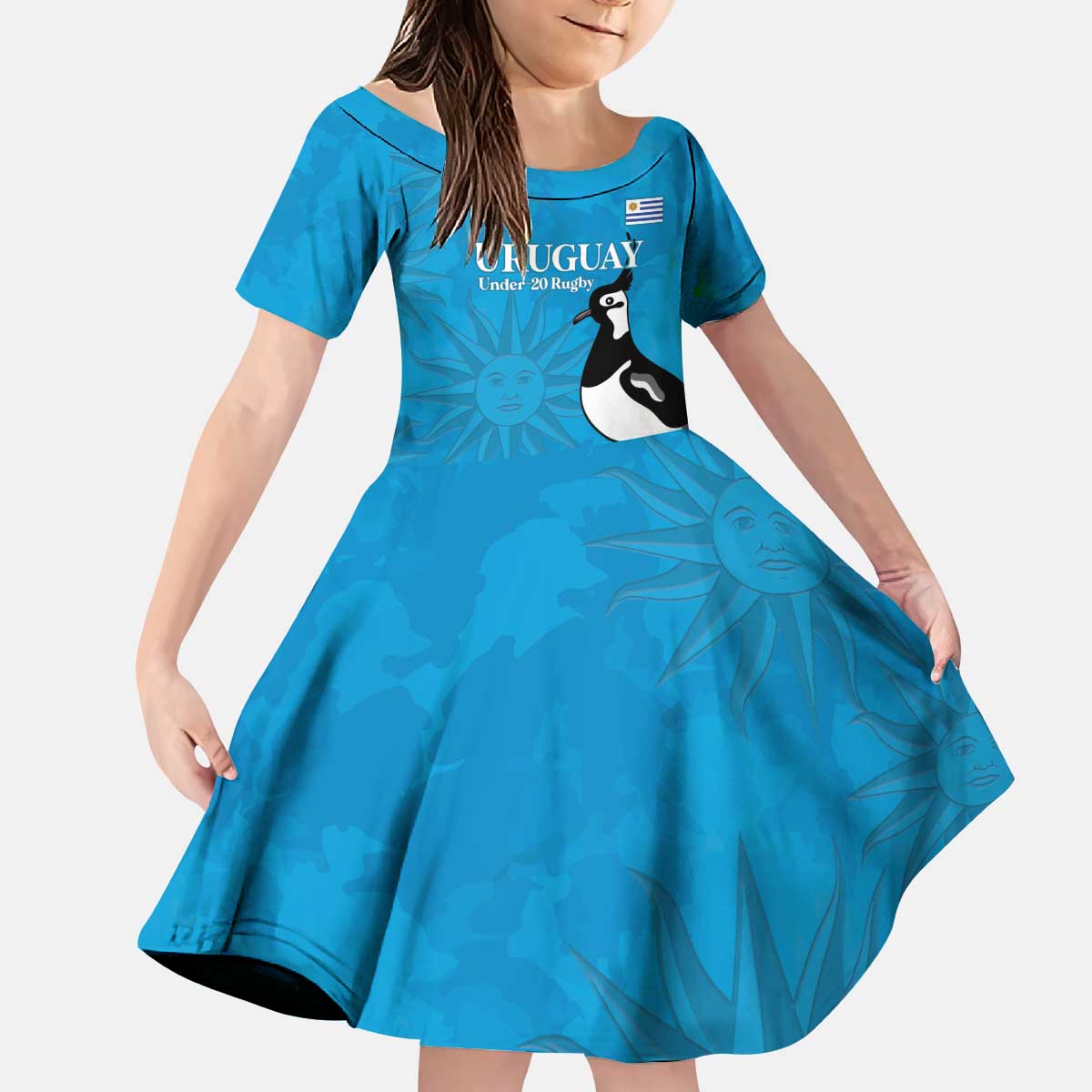 Custom Uruguay Rugby Kid Short Sleeve Dress 2024 Go Champions Southern Lapwing - Wonder Print Shop