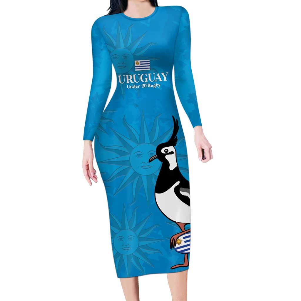 Custom Uruguay Rugby Long Sleeve Bodycon Dress 2024 Go Champions Southern Lapwing - Wonder Print Shop