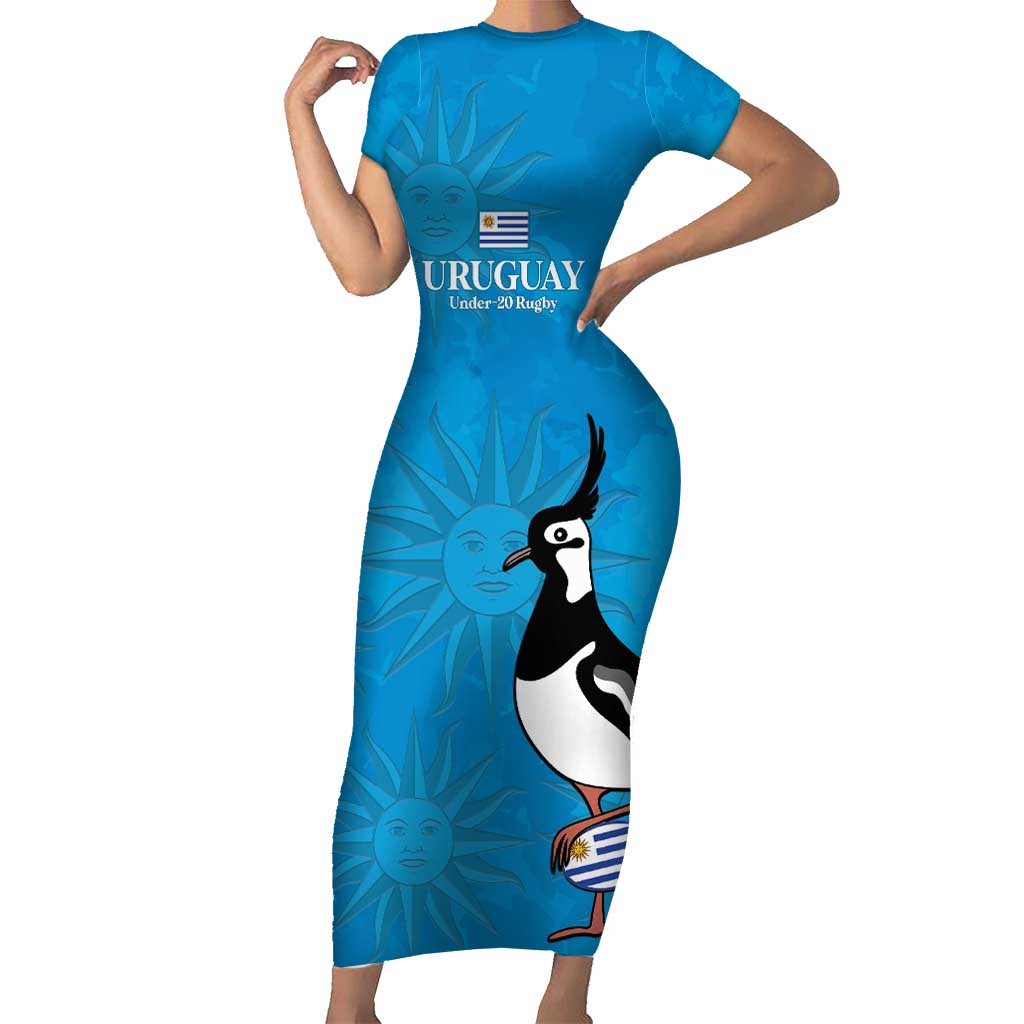 Custom Uruguay Rugby Short Sleeve Bodycon Dress 2024 Go Champions Southern Lapwing - Wonder Print Shop