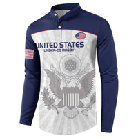 Navy and white rugby button sweatshirt with United States Under-20 Rugby crest