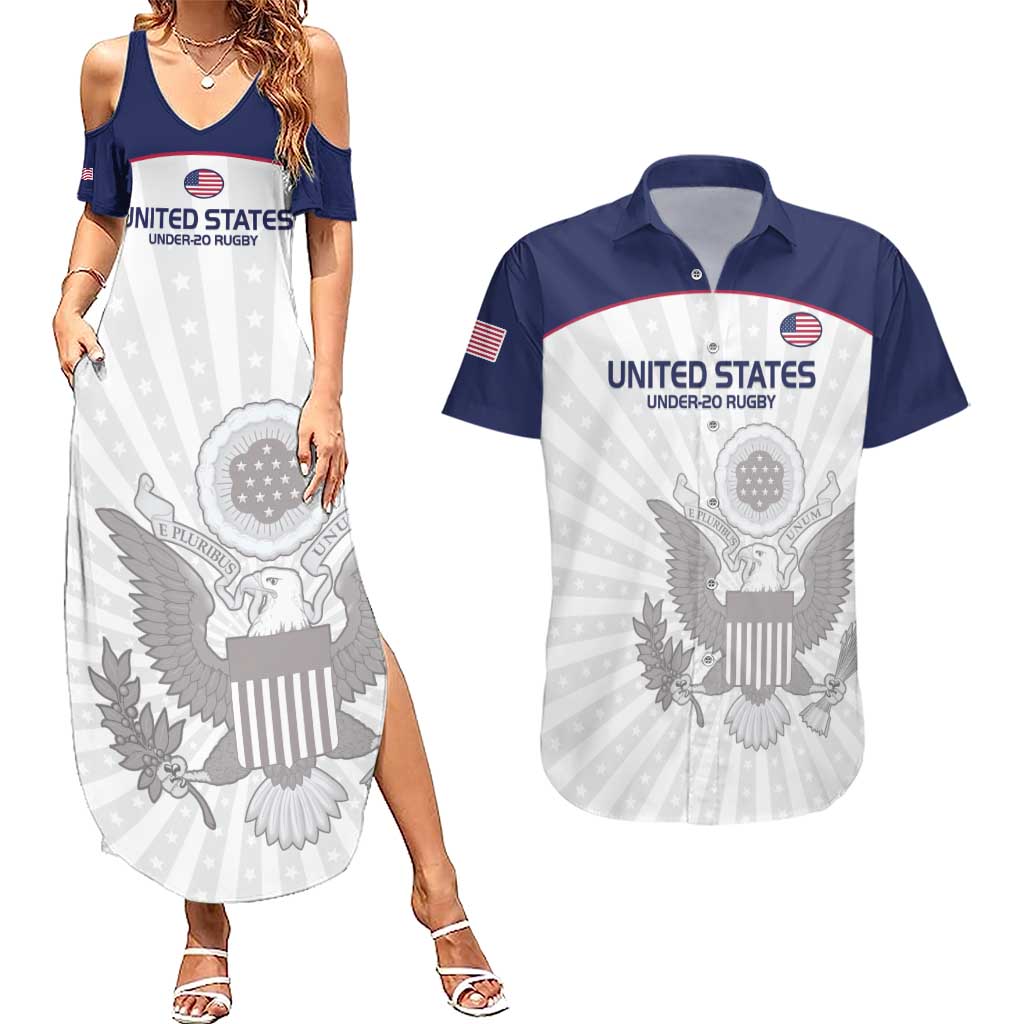 Custom United States Rugby Couples Matching Summer Maxi Dress and Hawaiian Shirt 2024 Go Champions Eagles - Wonder Print Shop